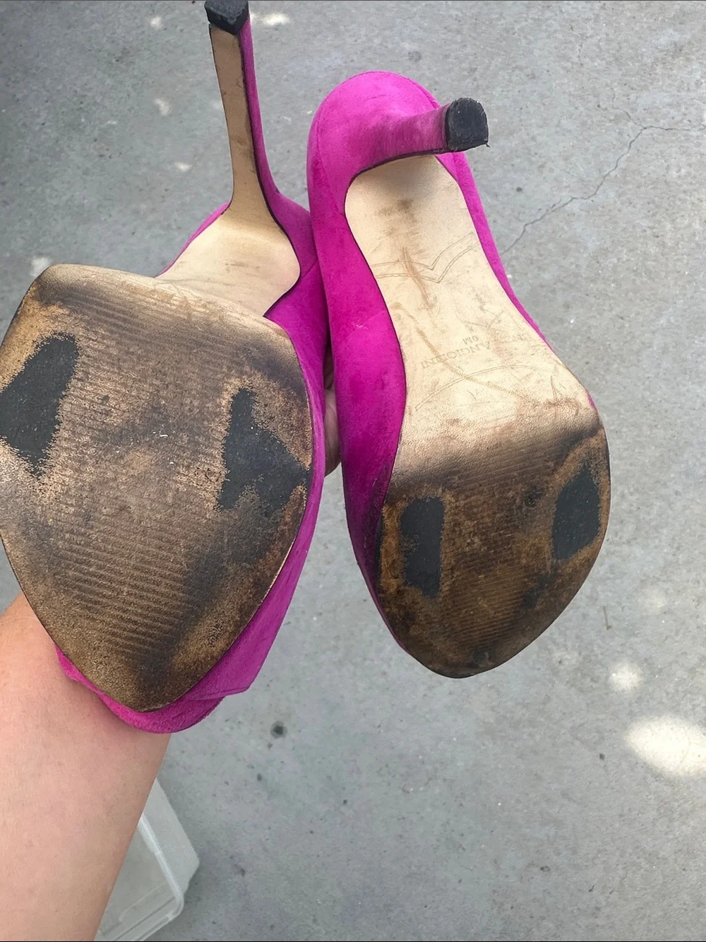 Enzo Angiolini Women's Magenta Suede Peep-Toe Pumps